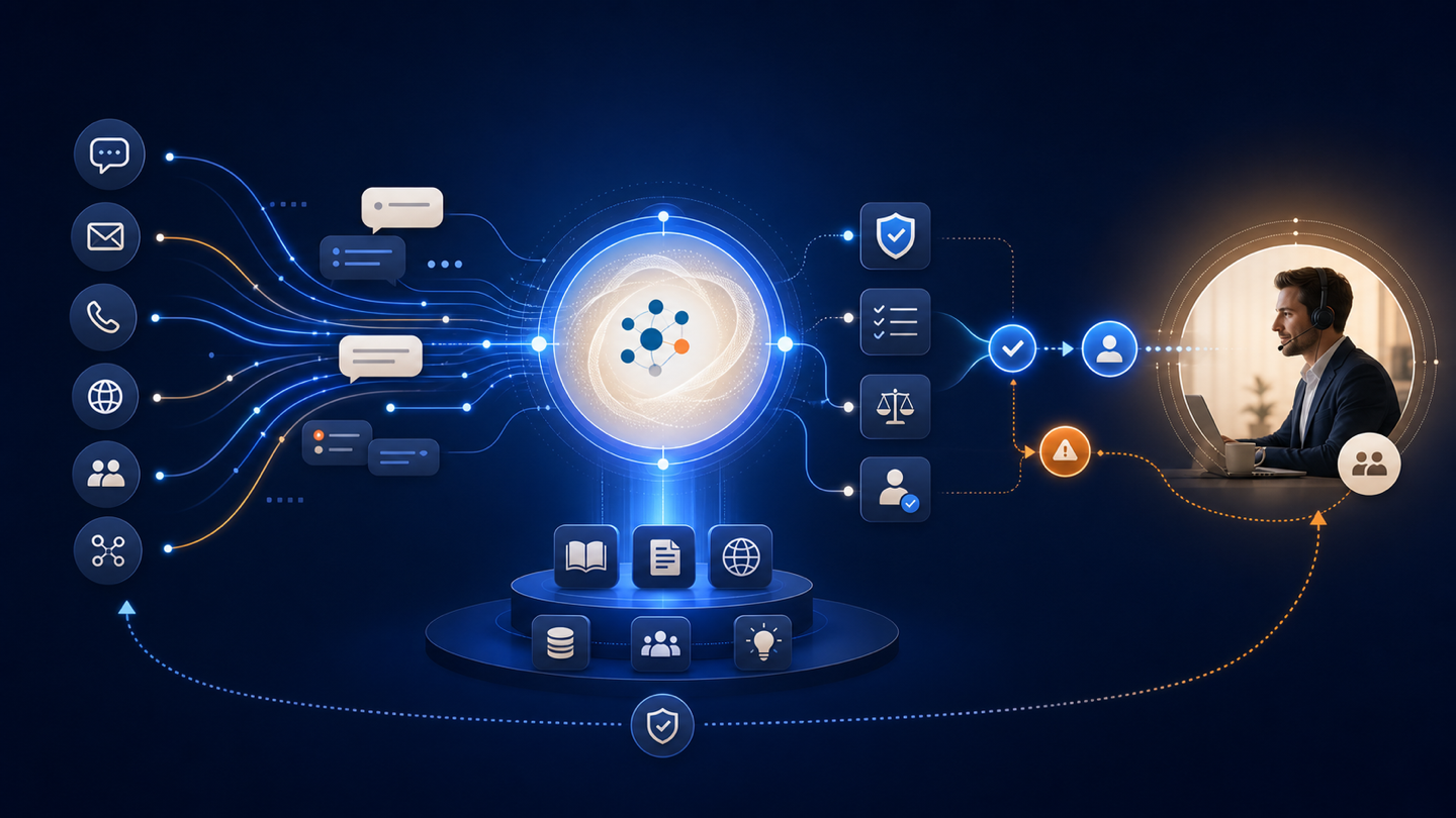 AI-агент обрабатывает обращения из разных каналов и передаёт сложные запросы менеджеру